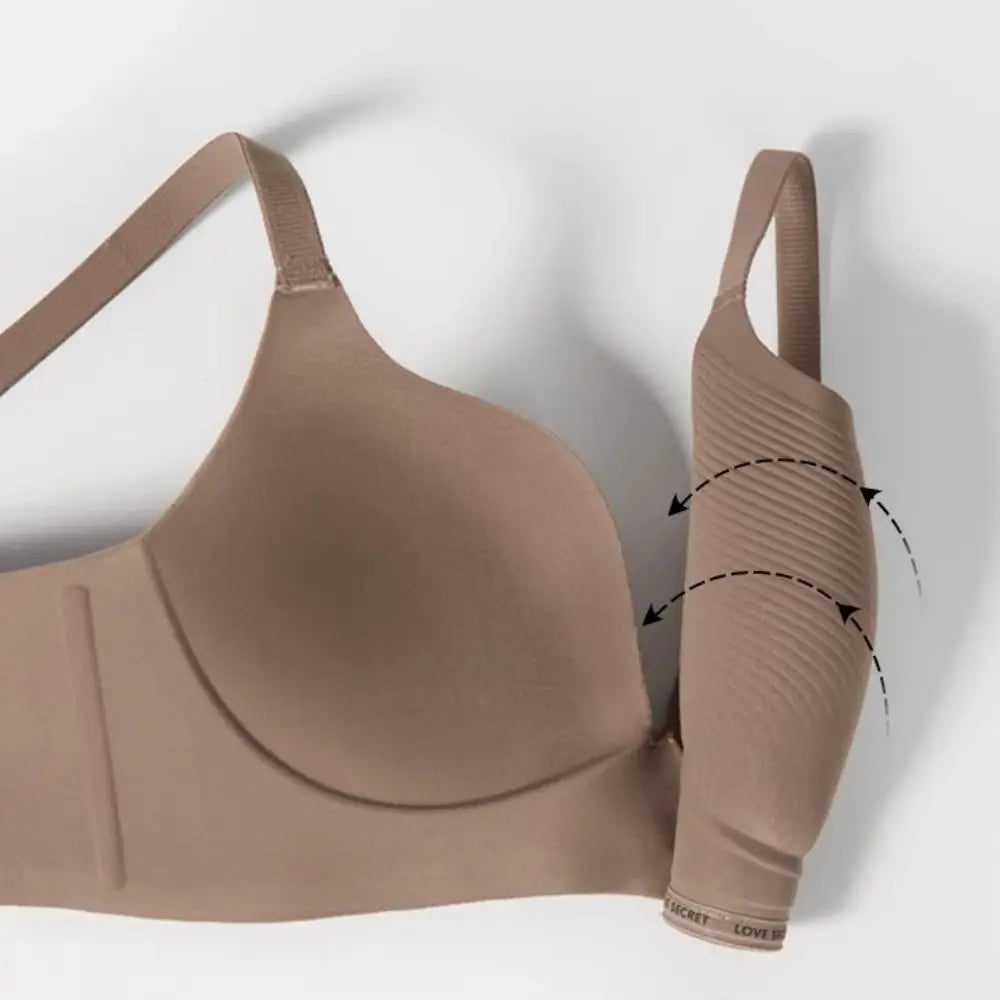 Sujetador inalámbrico con escote en V profundo con letras en inglés, ropa interior ajustada a prueba de golpes, Push Up, pechos recogidos, sujetadores deportivos sin costuras antiflacidez