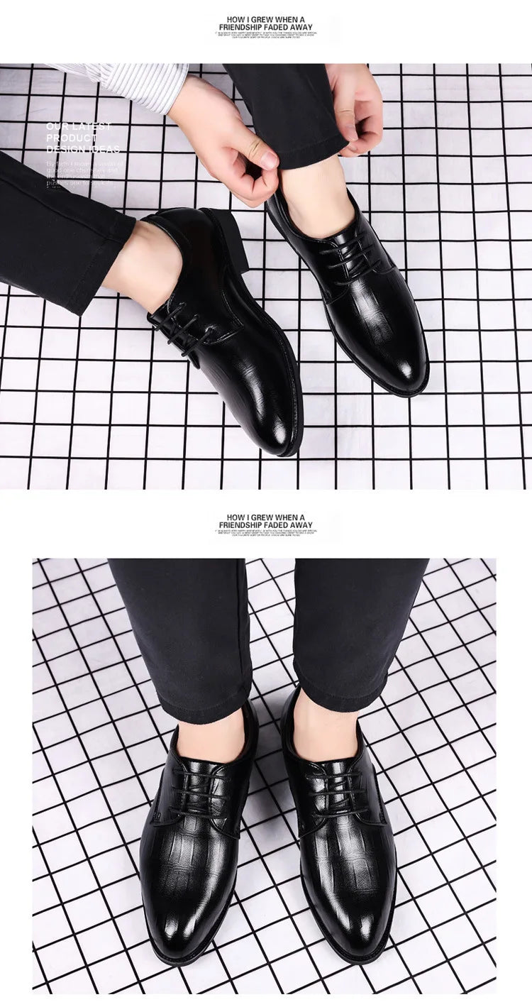 Zapatos de vestir de cuero para hombre, zapatos formales sociales para hombre, zapatos informales de negocios con punta estrecha, zapatos de diseñador de fiesta de lujo para hombre
