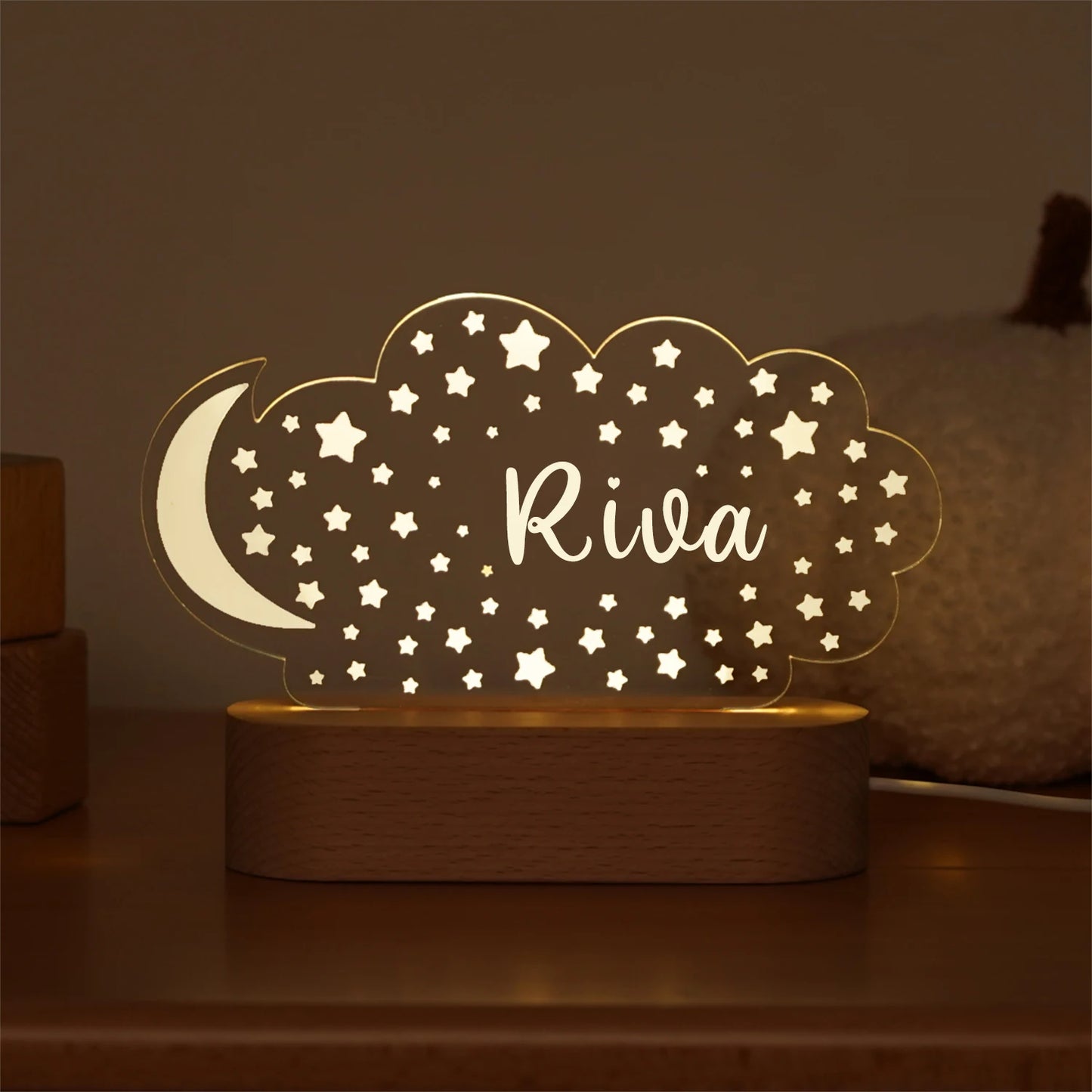 Luz nocturna USB para bebés y niños, lámpara personalizada con nombre para niños, decoración del hogar para dormitorio de recién nacidos, regalo de recuerdo de cumpleaños