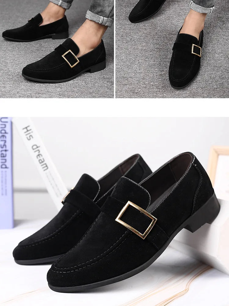 Zapatos de vestir para hombre, mocasines formales de diseñador, zapatos de cuero de gamuza, mocasines de trabajo Social y negocios, boda