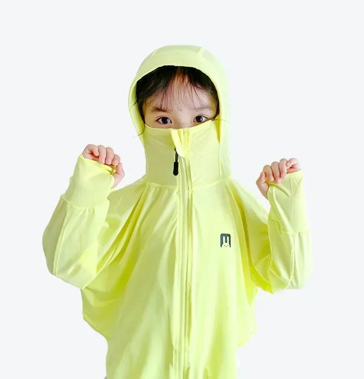 Ropa de protección solar para niños, chaqueta de protección solar de seda helada para exteriores, resistente a los rayos UV, chaqueta de protección solar para juegos al aire libre de verano