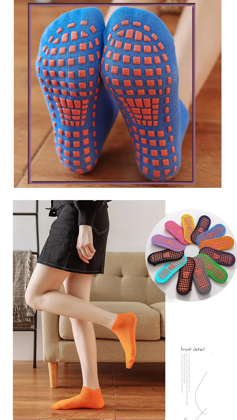 Calcetines antideslizantes para niños y adultos, calcetines de trampolín para padres e hijos, calcetines de algodón elásticos, calcetines deportivos para niños y niñas