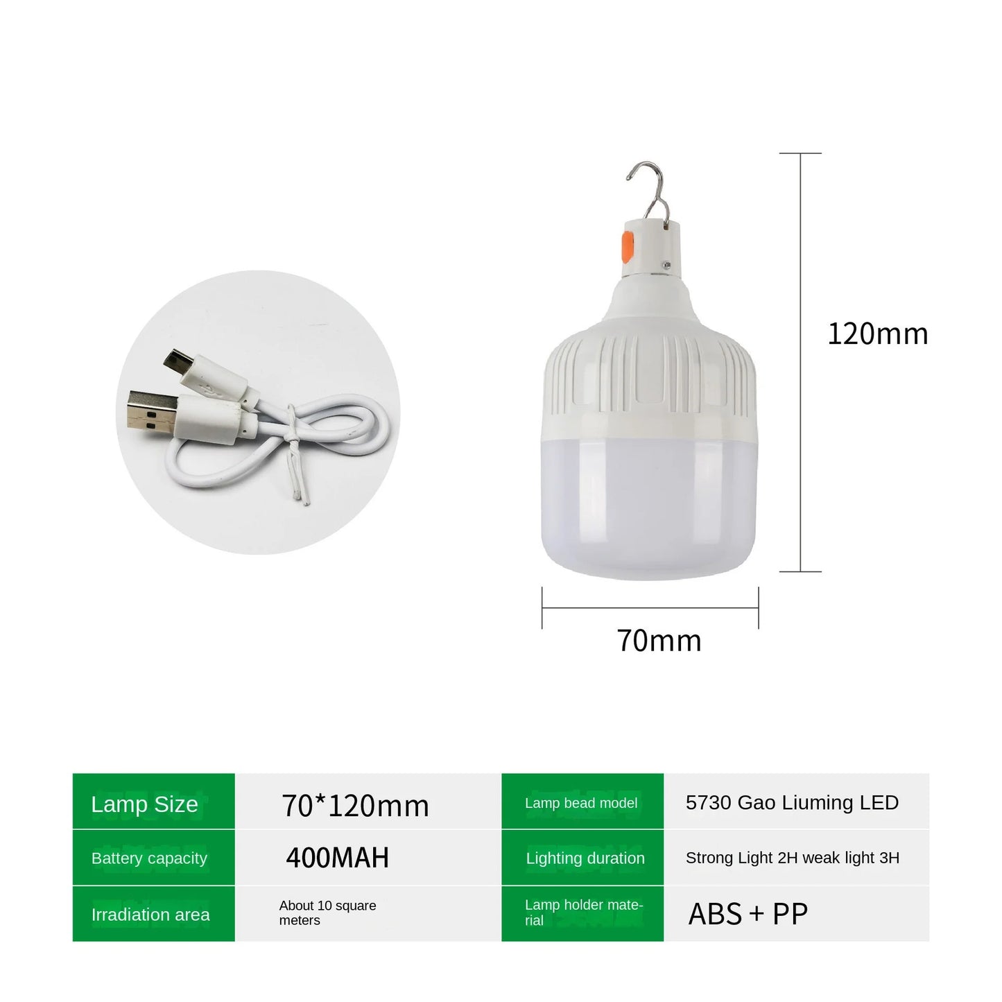 Luz de emergencia de 60W, suministros para acampar al aire libre, Edc, bombilla LED recargable por USB para exteriores, linterna para senderismo, entretenimiento deportivo