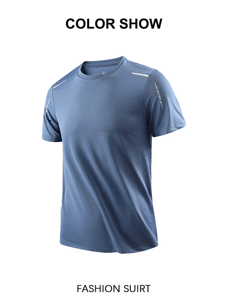 CHRLCK-camisetas de secado rápido para correr para hombre, camisetas transpirables para senderismo y pesca, Camisa corta para deportes al aire libre de elasticidad suave, verano