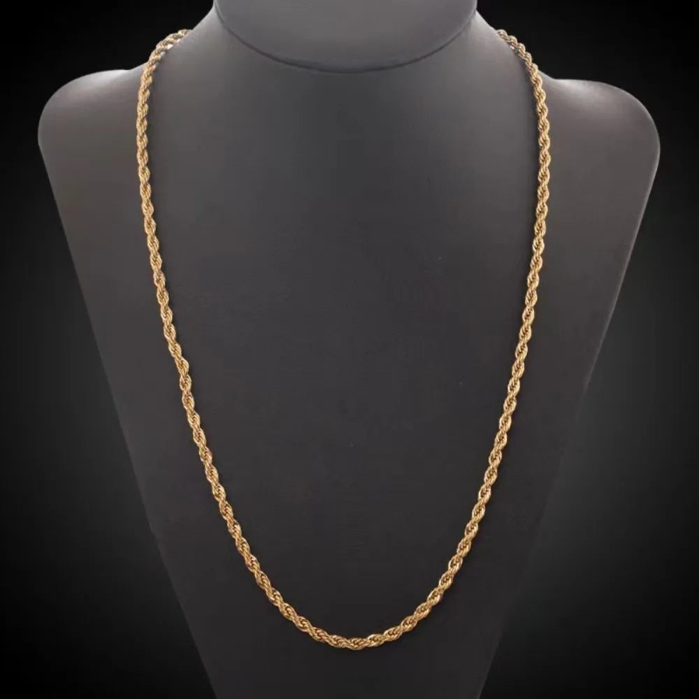 Noble 18-24 pulgadas 45-60cm 18K oro 4mm cuerda redonda collar de cadena para mujer hombre niño boda fiesta encanto joyería