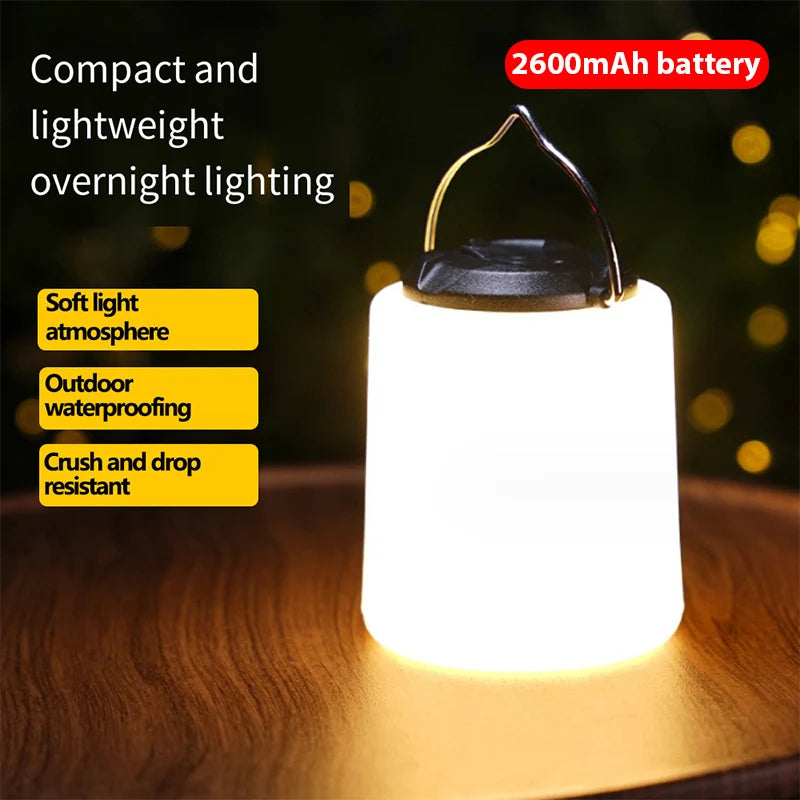 Linterna de luz de camping recargable, linterna de camping, luz blanca cálida de 3000K, linterna Led impermeable, suministros para acampar/senderismo