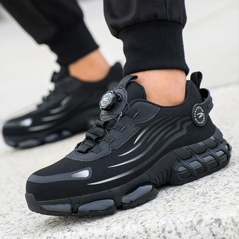 Zapatos de seguridad protectores con punta de acero indestructibles, zapatos de trabajo antideslizantes y resistentes a la abrasión, zapatillas cómodas y resistentes para hombres 