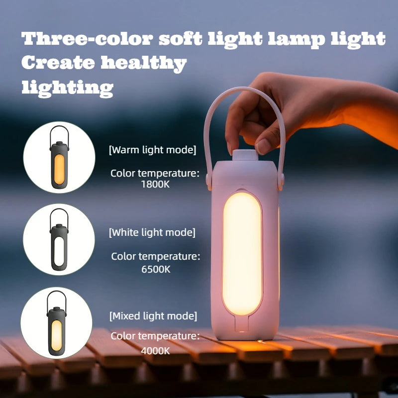 Linterna Multifuncional de Camping + Power Bank - 10000mAh Recargable USB-C, 3 Colores con Dimerización Continua, Panel Plegable & Cargador de Emergencia, para Camping/Senderismo