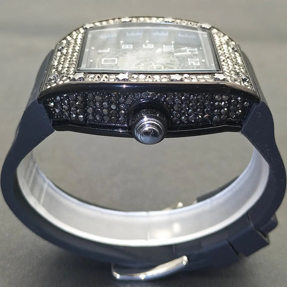 MISSFOX, nuevos relojes de pulsera para hombre, correa de goma Tonneau, reloj de cuarzo resistente al agua para hombre, relojes huecos de oro clásicos únicos para hombre, regalos