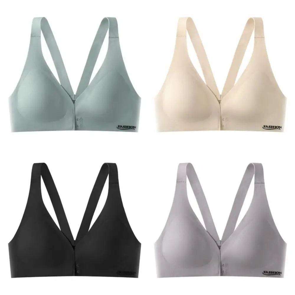Sujetador inalámbrico con hebilla frontal en V profundo, sujetador antiflacidez a prueba de golpes para mujer, lencería de Copa grande, sujetadores sin costuras para niñas y mujeres