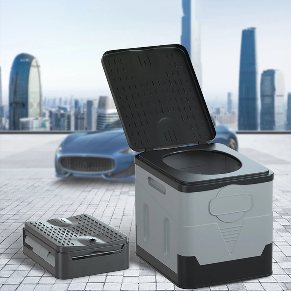 Inodoro portátil para coche, cubo de basura para viaje, campamento al aire libre, inodoro plegable para viaje de emergencia, autoconducción para adultos y niños