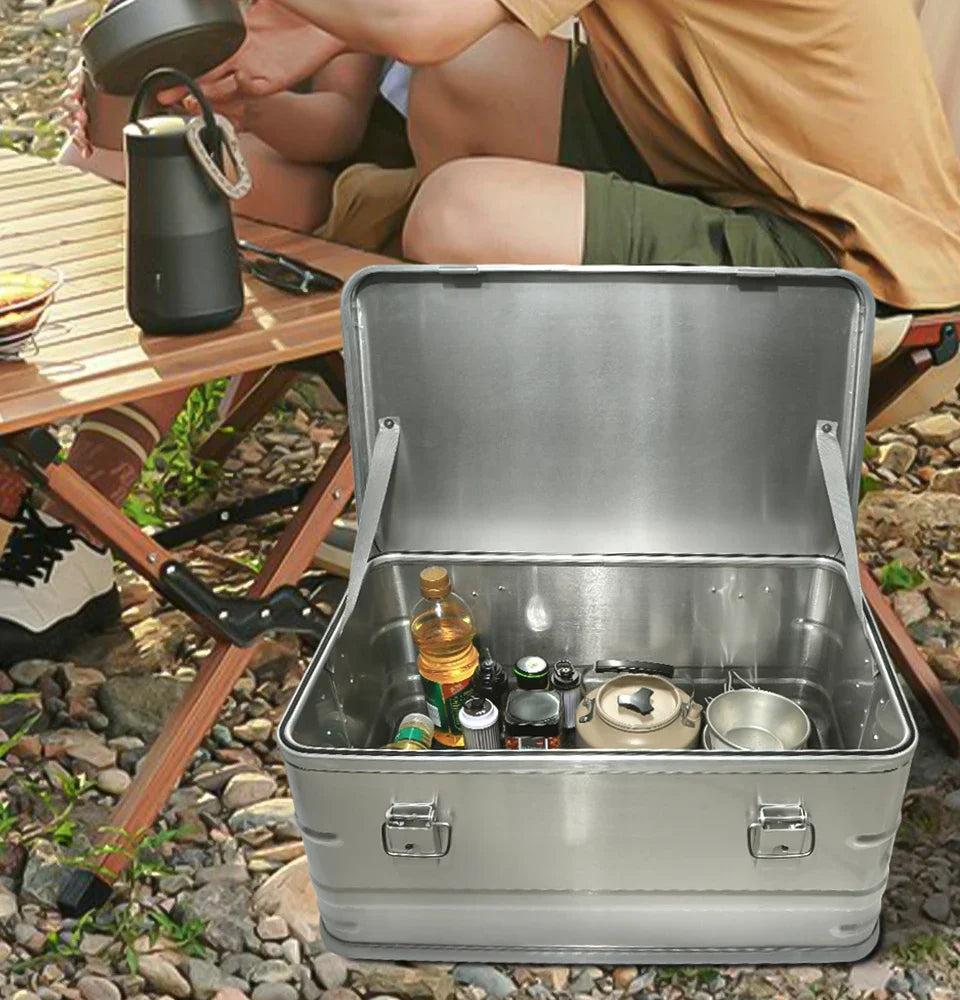 30-80L Camping Picnic viaje aleación de aluminio caja de gran capacidad accesorios bolsa de almacenamiento accesorios de senderismo almacenamiento al aire libre