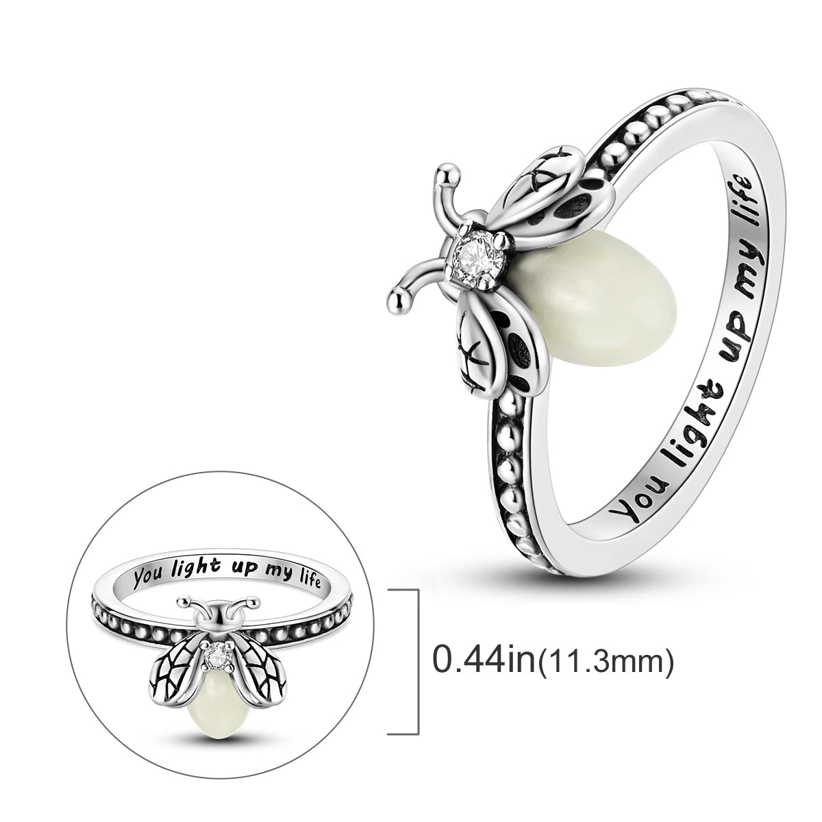 Anillo de Plata de Ley 925 Original para mujer, joyería fina con circonita, luciérnaga, corazón, cruz