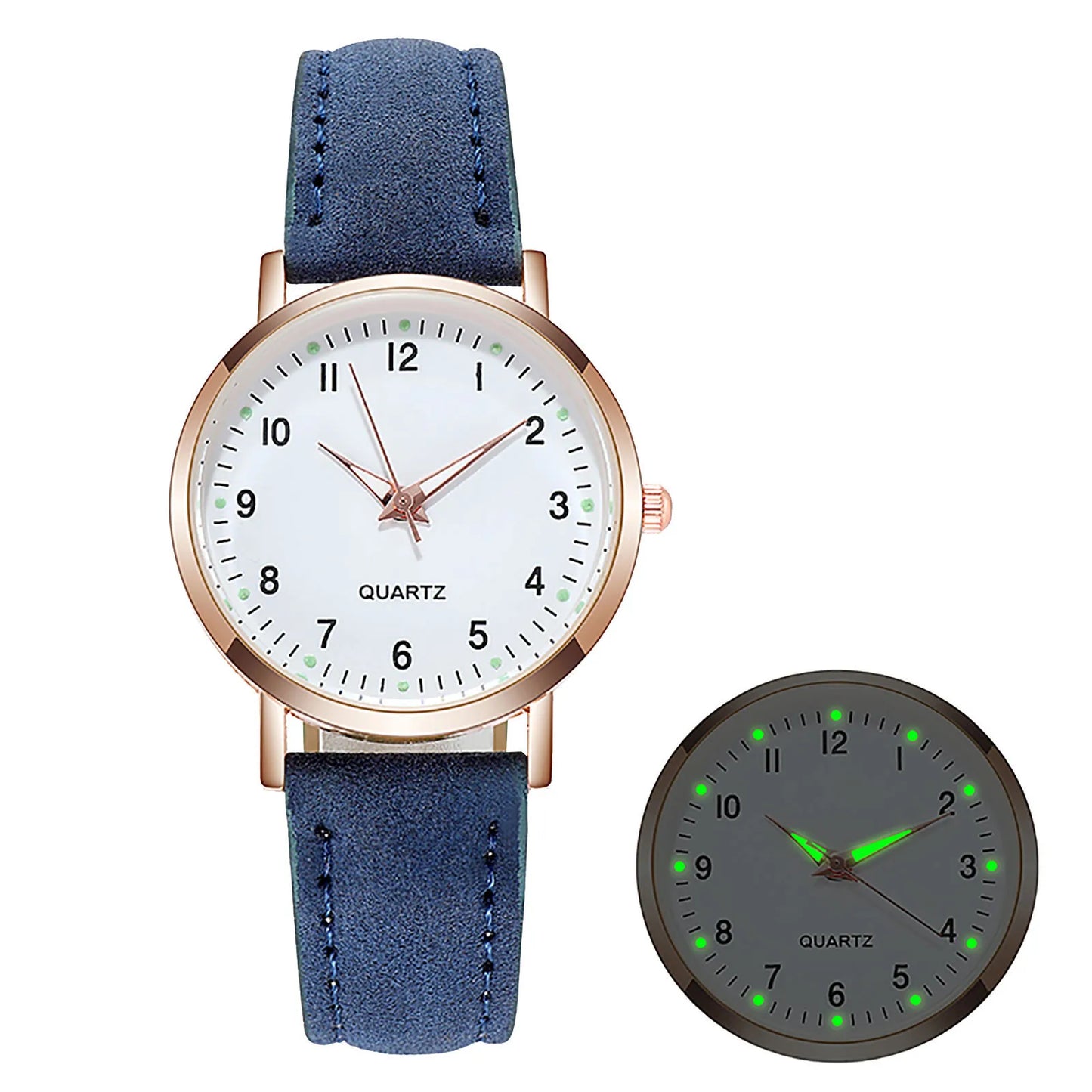 Reloj de Mujer a la moda para Mujer, relojes con correa de cuero, Reloj de pulsera luminoso de cuarzo analógico de lujo para Mujer, Reloj femenino
