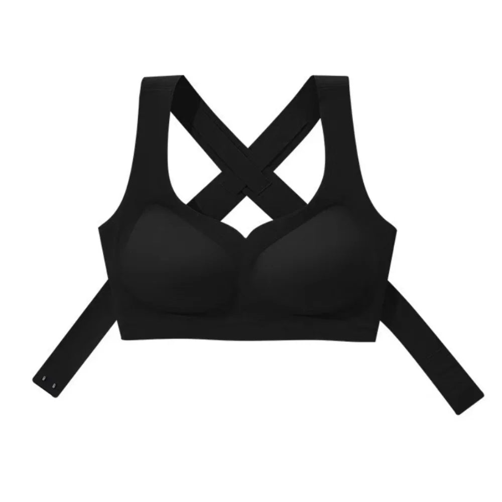 Sujetadores 2 en 1 sin costuras para mujer, ropa interior inalámbrica con hebilla frontal ajustable, Corrector de postura trasera, copa fina, sujetador antiflacidez