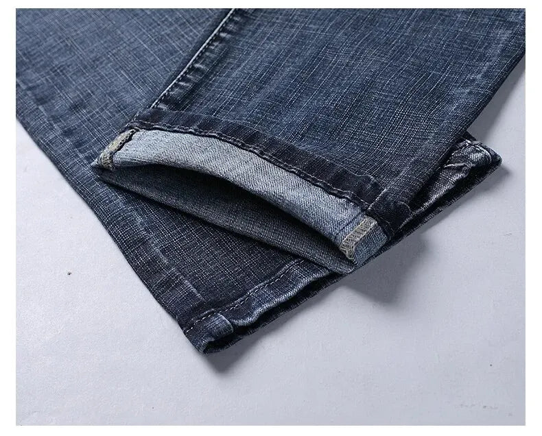 Wthinlee, nuevos pantalones vaqueros de negocios para hombres, pantalones vaqueros informales rectos elásticos a la moda, pantalones vaqueros clásicos azules y negros para trabajo, ropa de marca masculina