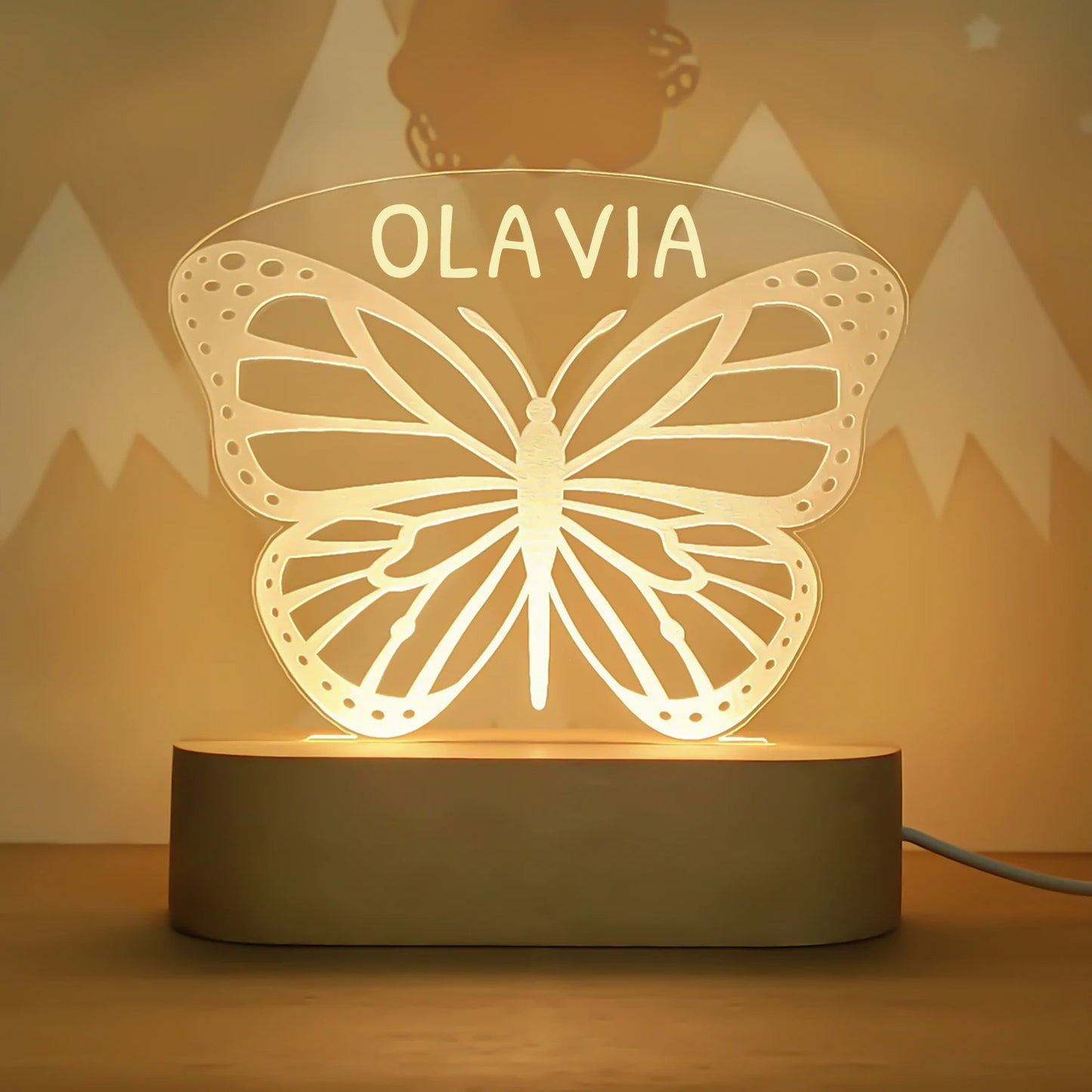 Luz nocturna USB para bebés y niños, lámpara personalizada con nombre para niños, decoración del hogar para dormitorio de recién nacidos, regalo de recuerdo de cumpleaños
