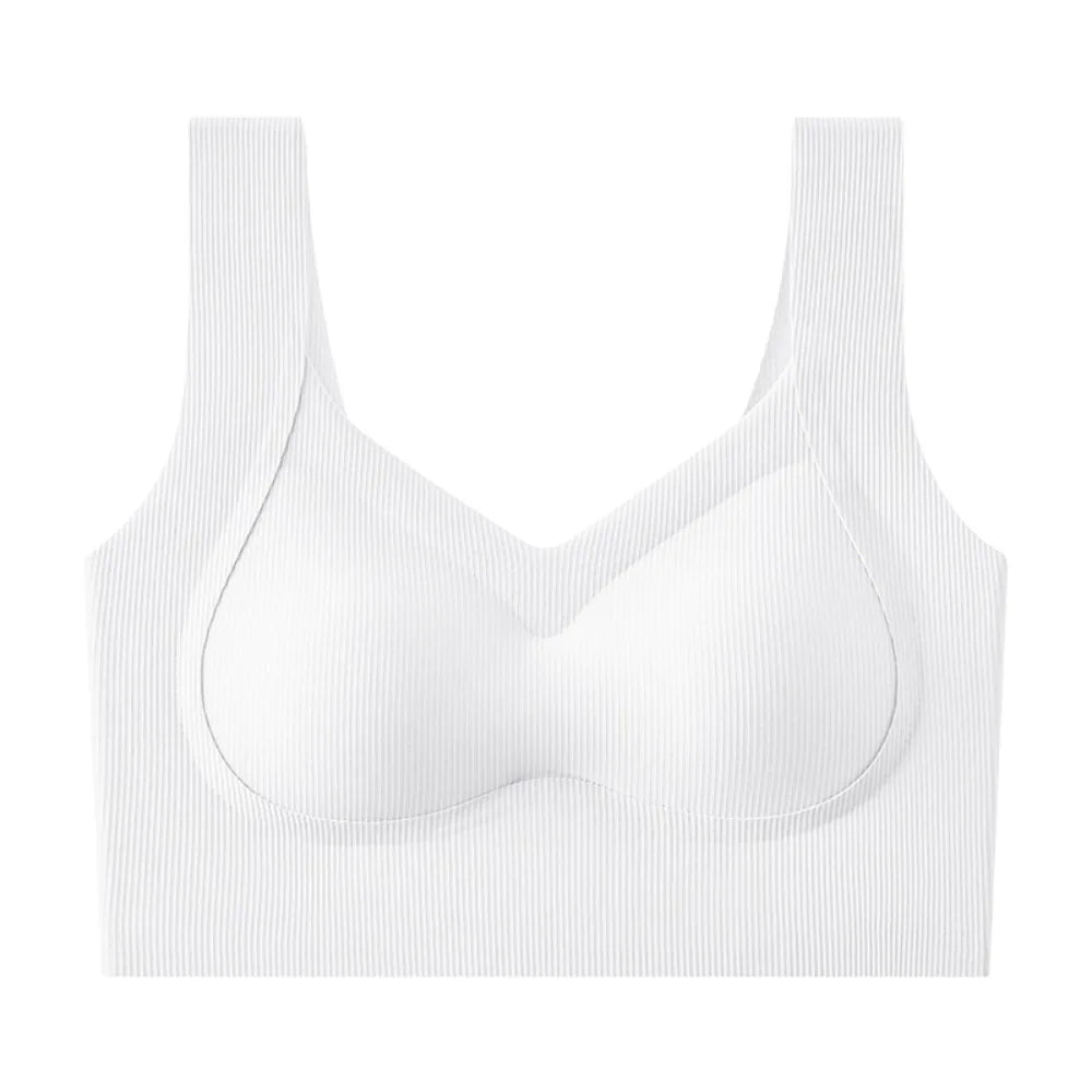 Sujetador inalámbrico de talla grande con escote en V profundo, ropa interior ajustada a prueba de golpes, lencería push-up, sujetador sin costuras antiflacidez para correr