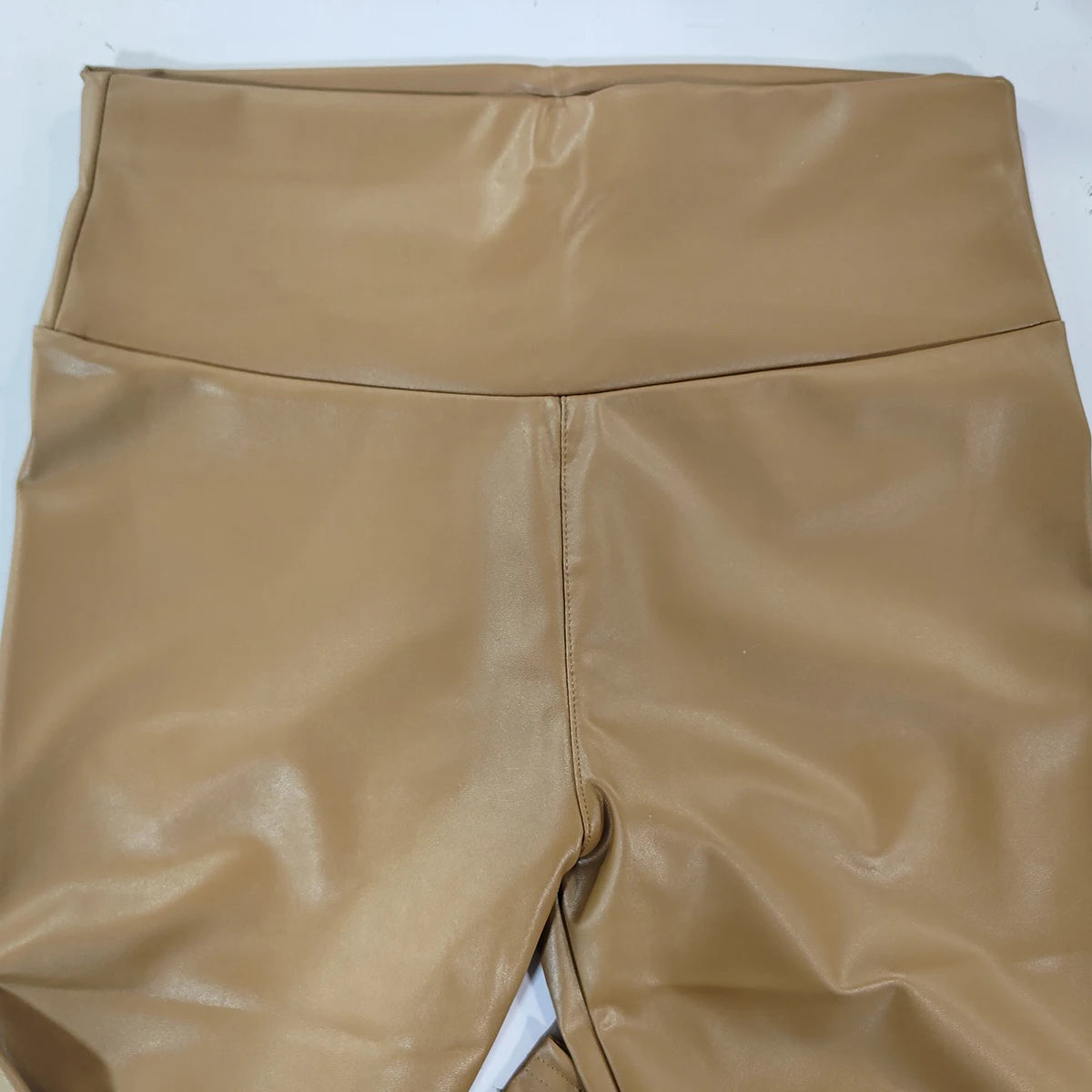 Leggings de cuero PU para mujer, mallas sexys con fruncido en la parte de atrás, pantalones de piel sintética para niñas, mallas informales Push Up de cintura alta, 6 colores