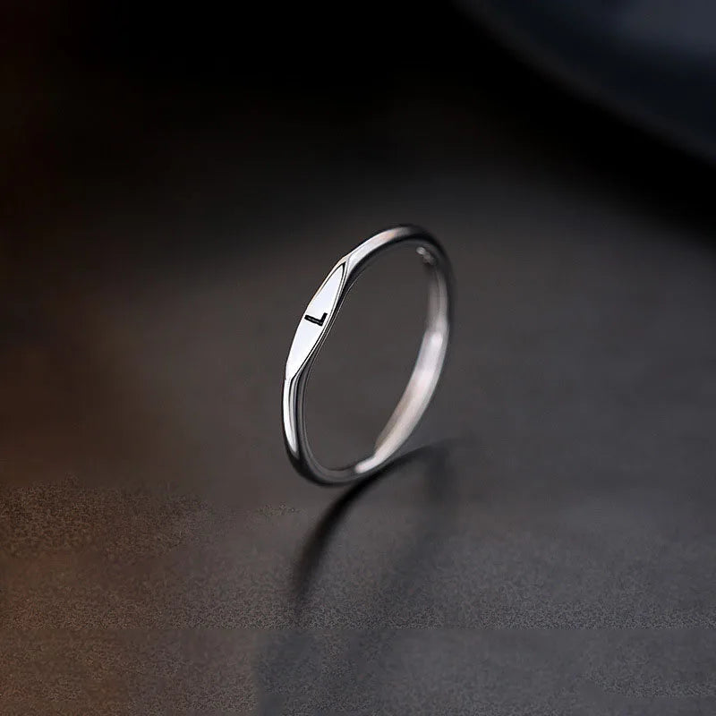Anillo de Plata de Ley 925 con alfabeto inglés, anillo con inicial de nombre personalizado de estilo Simple, regalo de cumpleaños, joyería fina para mujer