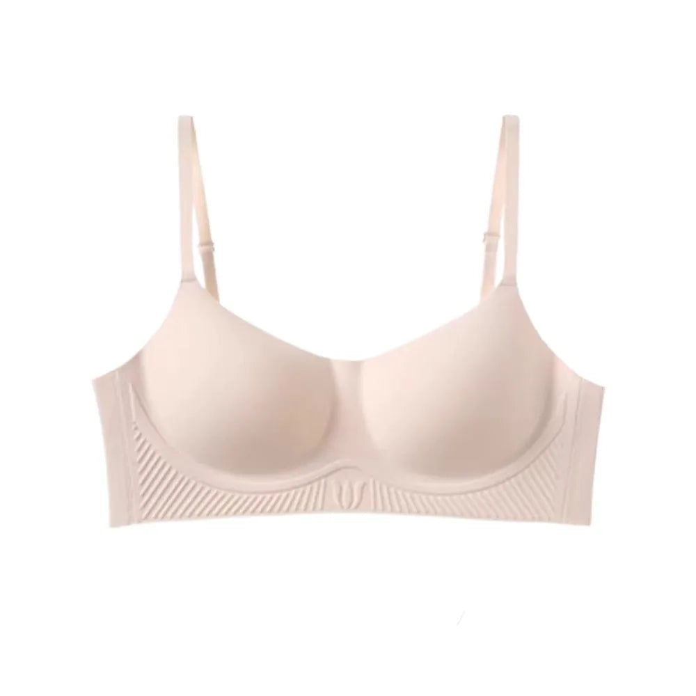 Sujetador suave sin costuras con escote en V profundo para mujer, sostén antiflacidez a prueba de golpes, sin rastro, parte de atrás bonita, ropa interior push-up