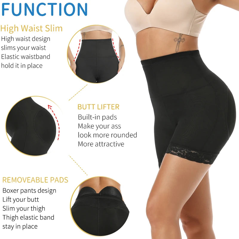 Entrenador de cintura alta, levantador de glúteos con bragas de Control acolchadas, ropa interior adelgazante, moldeadores de barriga, corsé moldeador
