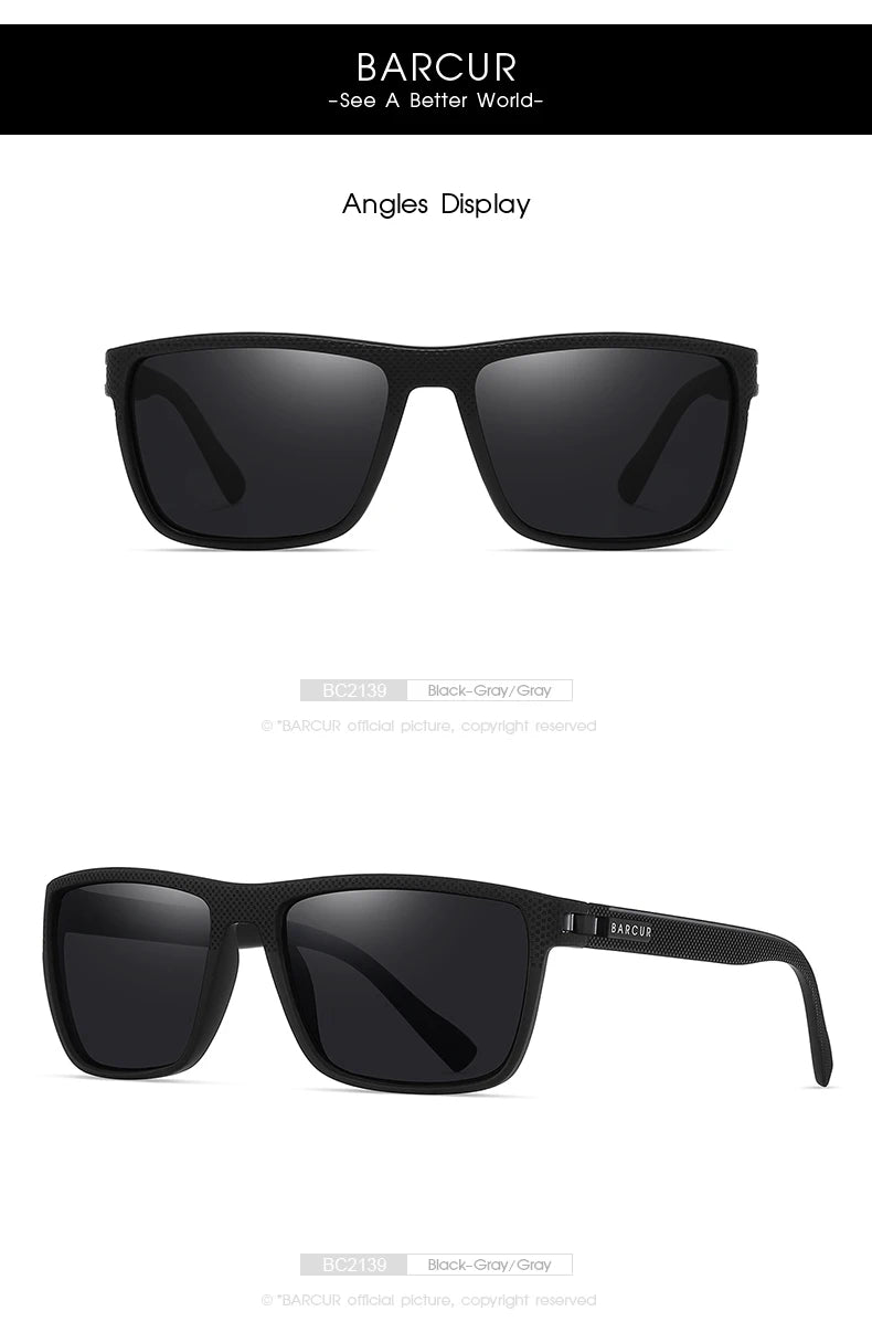 BARCUR-gafas de sol polarizadas TR90 para hombre y mujer, lentes deportivas ligeras, accesorio de protección UVAB