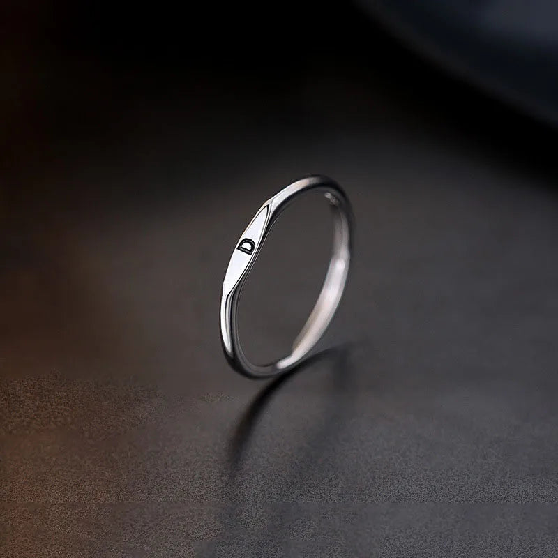 Anillo de Plata de Ley 925 con alfabeto inglés, anillo con inicial de nombre personalizado de estilo Simple, regalo de cumpleaños, joyería fina para mujer