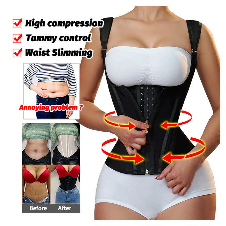 Faja de corsé colombiano para mujer, faja correctiva reductora de vientre, entrenador de cintura, carpeta de vientre adelgazante, ropa moldeadora de vaina plana
