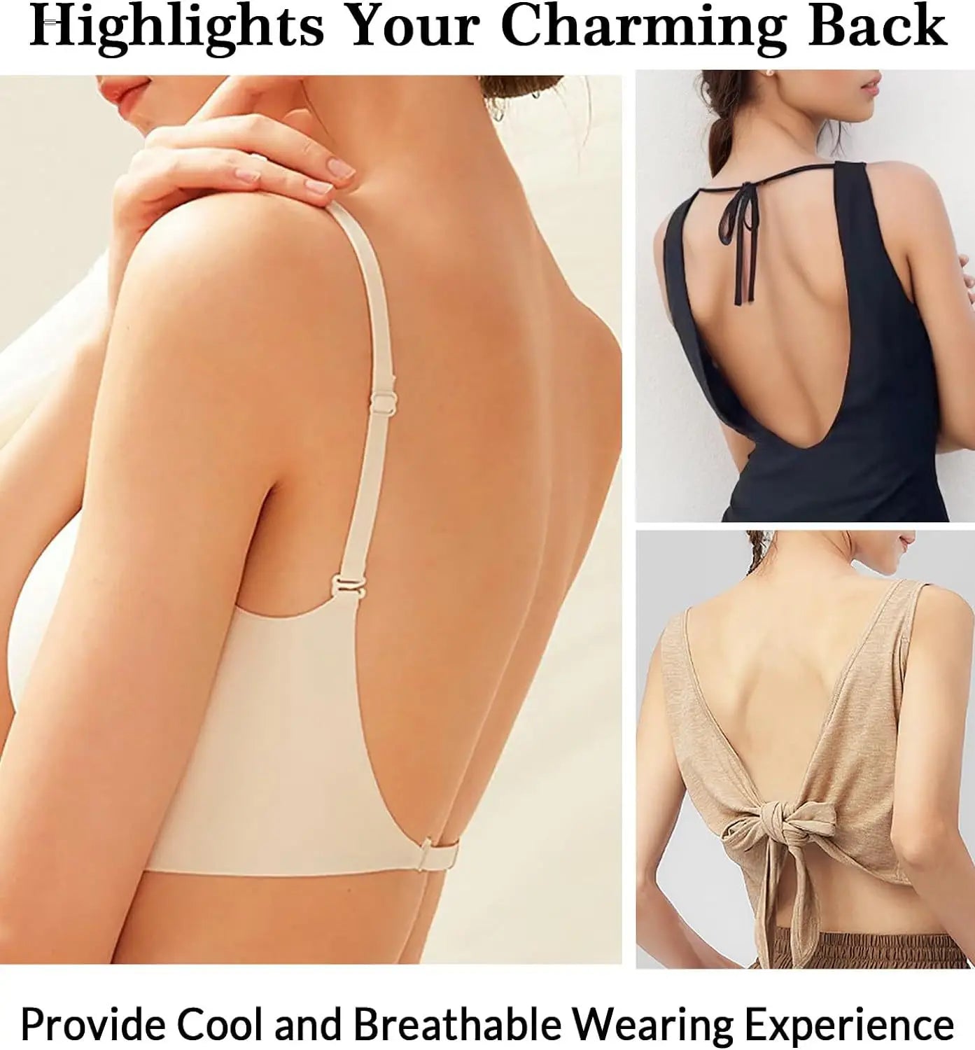 Sujetador sin costuras con espalda baja, soporte multidireccional, inalámbrico, sin espalda, Halter, Bralette acolchado, correas de elevación, sujetadores convertibles