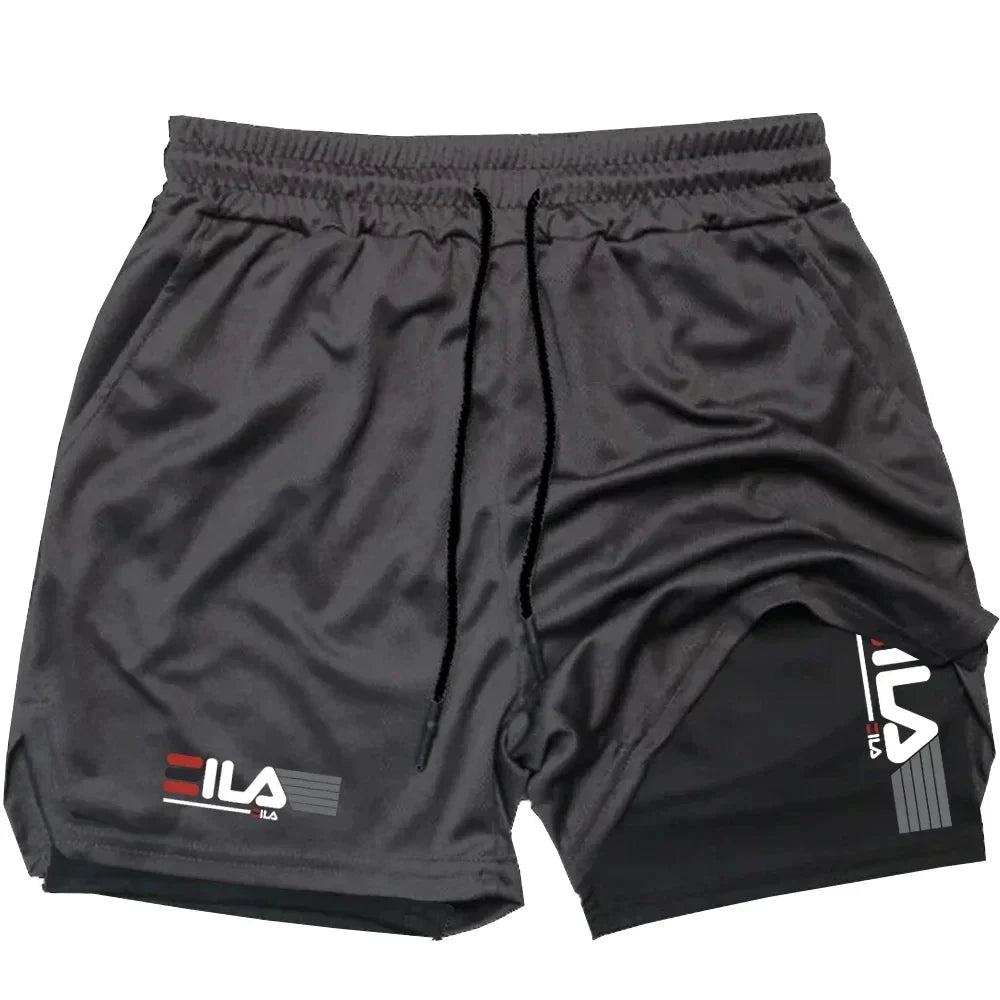 Pantalones cortos deportivos dos en uno para hombre, ropa deportiva transpirable e informal de secado rápido, de doble capa, para correr, M-3XL