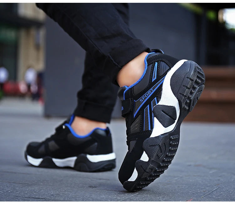Zapatos para niños, zapatillas deportivas escolares de cuero de moda para niños, tenis, informales, para caminar, correr, antideslizantes, talla 28-39
