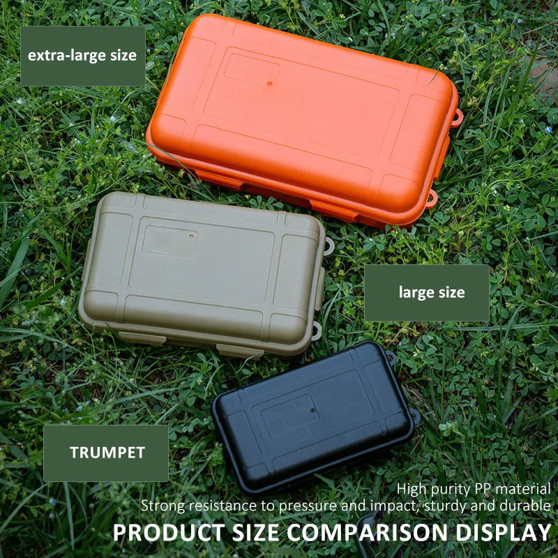 Caja de supervivencia sellada impermeable de plástico para exteriores, contenedor para acampar, caja de almacenamiento de viaje al aire libre, bolsa de aparejos de pesca, tamaño S/L/XL