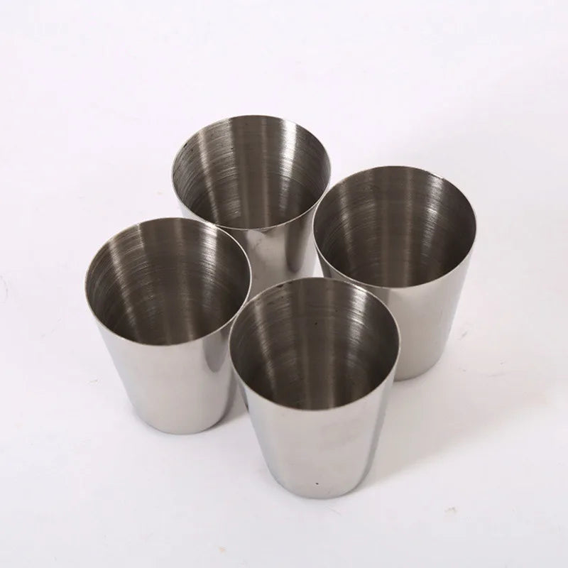 4/6 Uds tazas de acero inoxidable Mini vaso de chupito taza de cerveza taza de vino de Metal vaso de café tazas de té y leche Camping senderismo juego de tazas portátiles