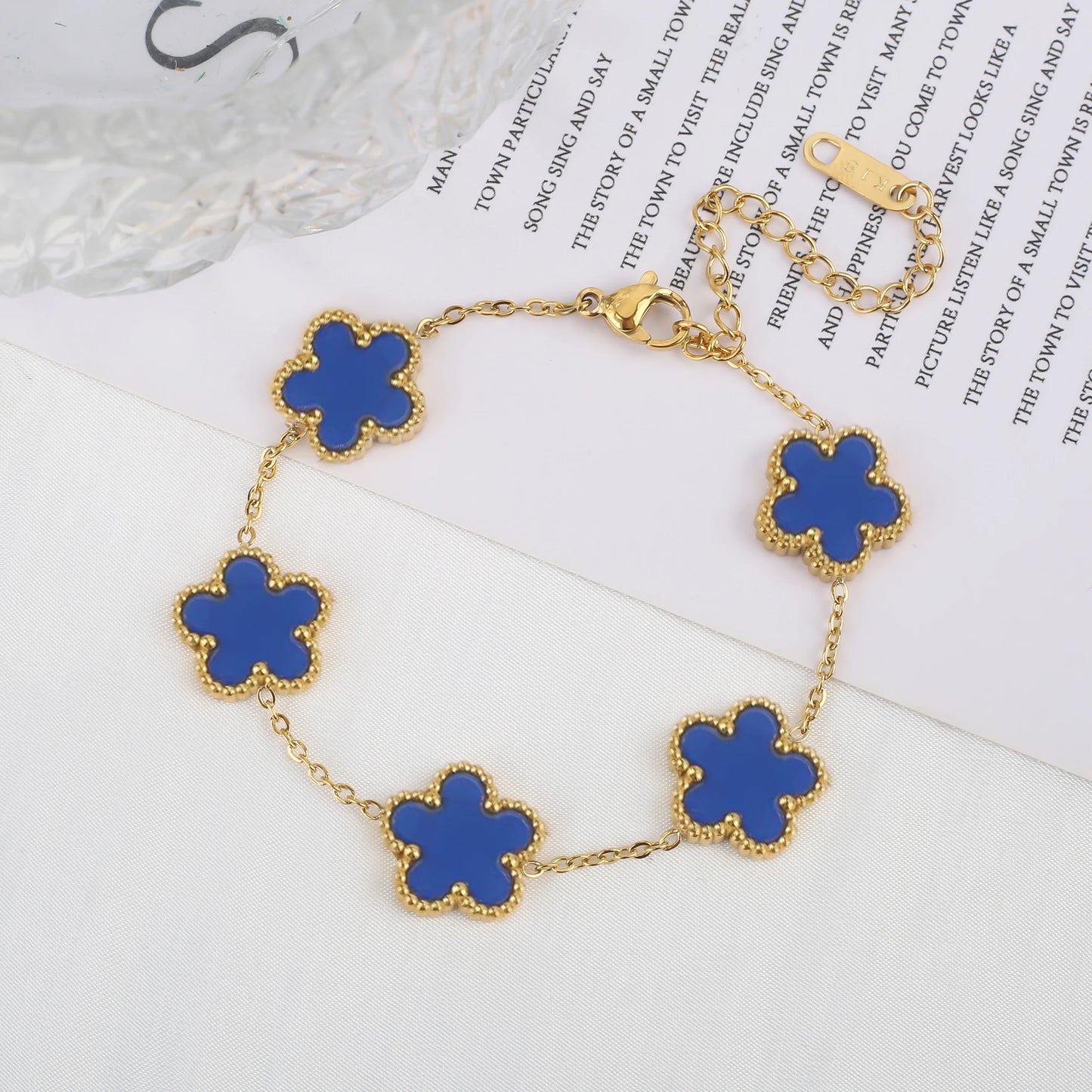 Pulsera clásica de acero inoxidable para mujer, brazalete ajustable de cinco flores, joyerÃa de fiesta a la moda, regalos de trébol