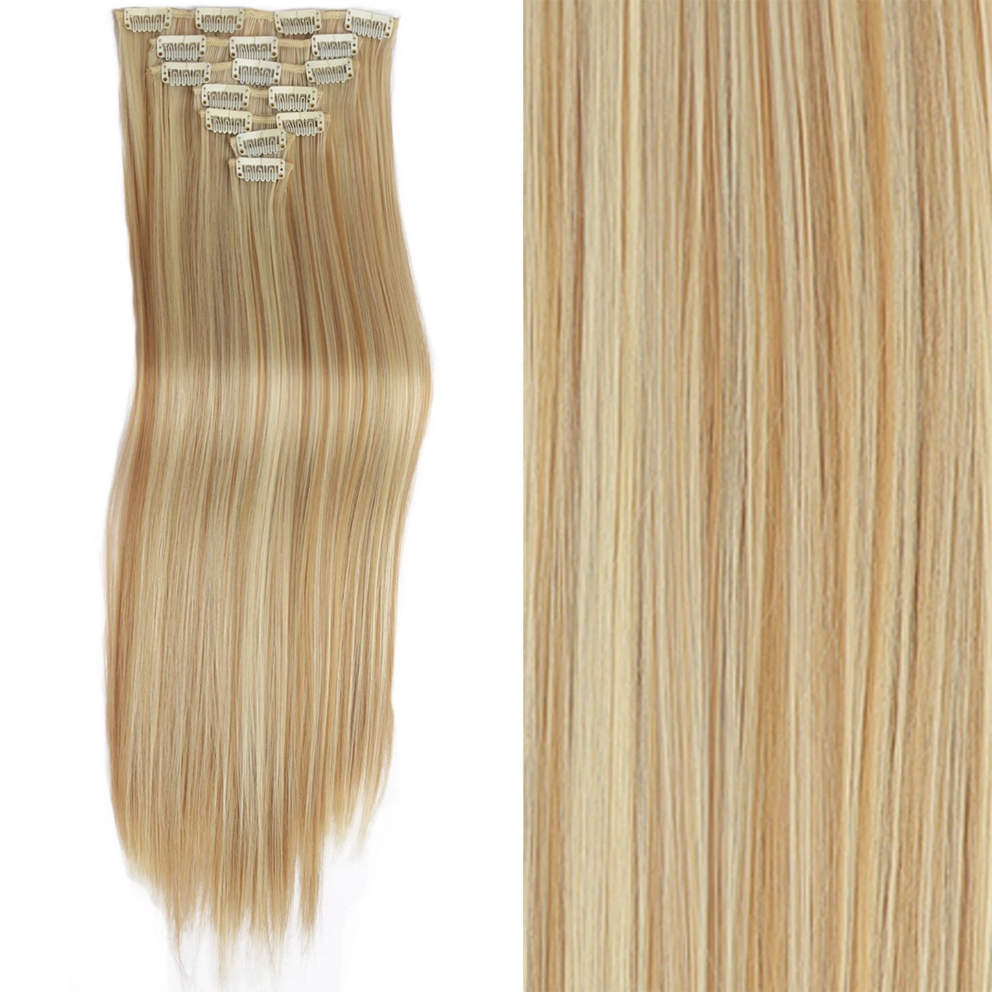 7 unids/set 16 Clips extensión de cabello negro largo liso pelo Natural Ombre peluca fibra resistente al calor para peinado de mujer