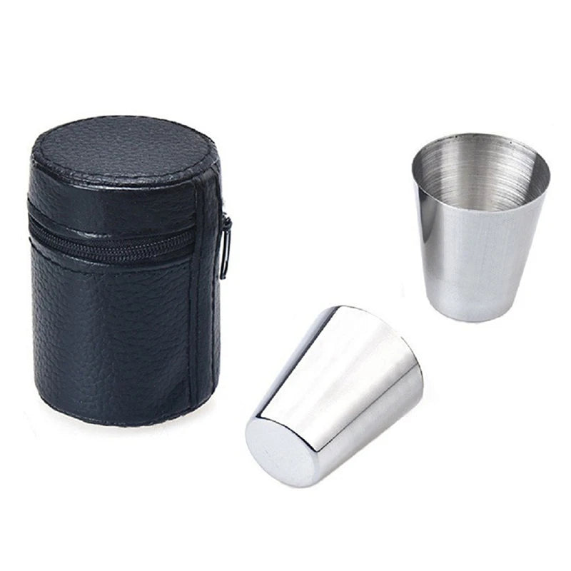 4/6 Uds tazas de acero inoxidable Mini vaso de chupito taza de cerveza taza de vino de Metal vaso de café tazas de té y leche Camping senderismo juego de tazas portátiles