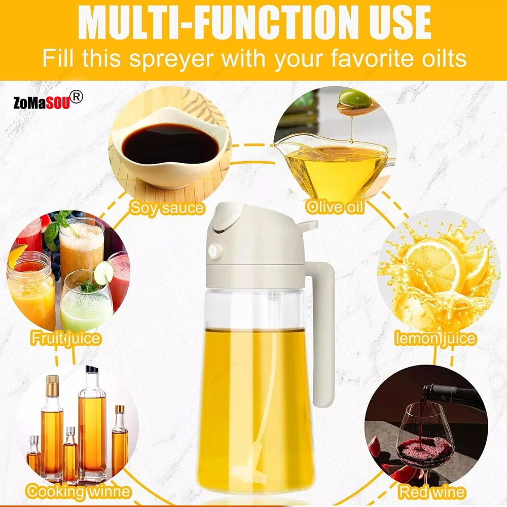 Dispensador de aceite 2 en 1, pulverizador, botella de aceite vertedor, contenedor de aceite de plástico, vaporizador para cocina, ensalada, barbacoa, cocina de acampada
