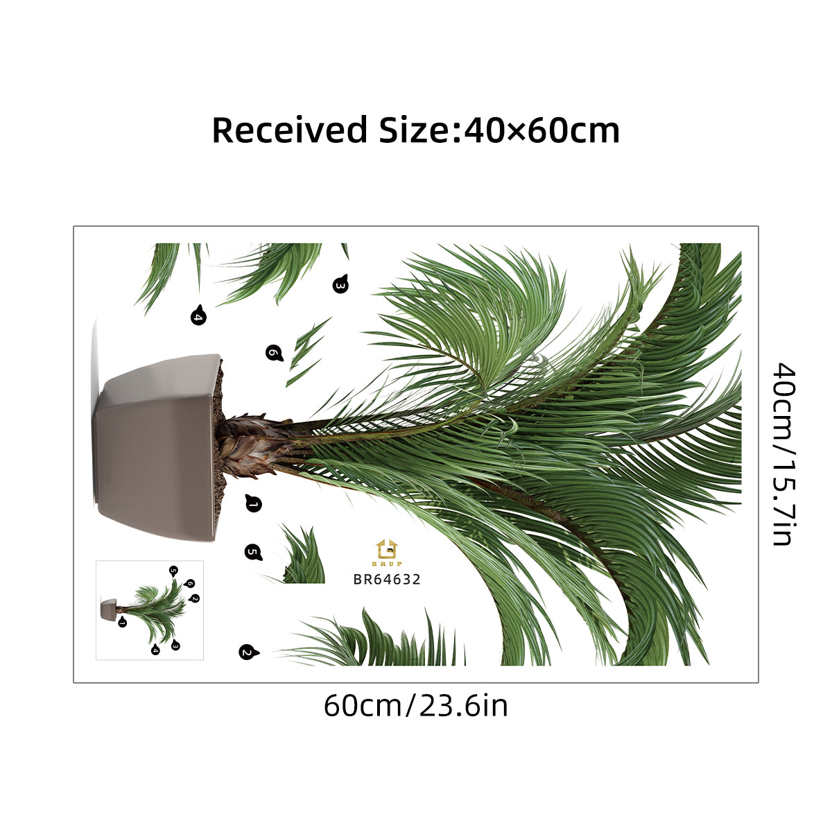 Simulación de plantas verdes, pegatinas artÃÂsticas de pared en maceta para dormitorio, sala de estar, decoración de oficina, calcomanÃÂa de pared