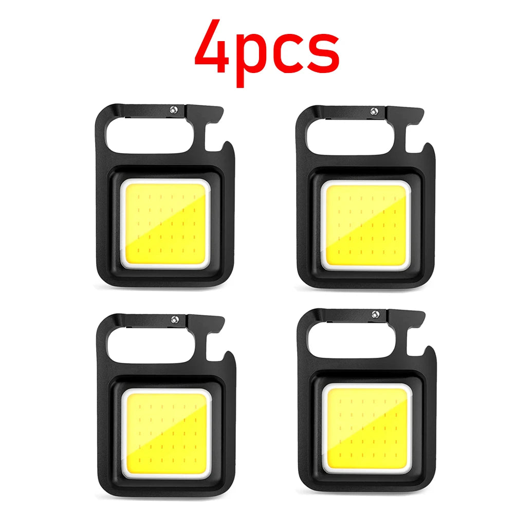 Linterna LED superbrillante, soporte plegable de 1500LM, llavero con abrebotellas, luz impermeable recargable por USB, herramienta para acampar al aire libre