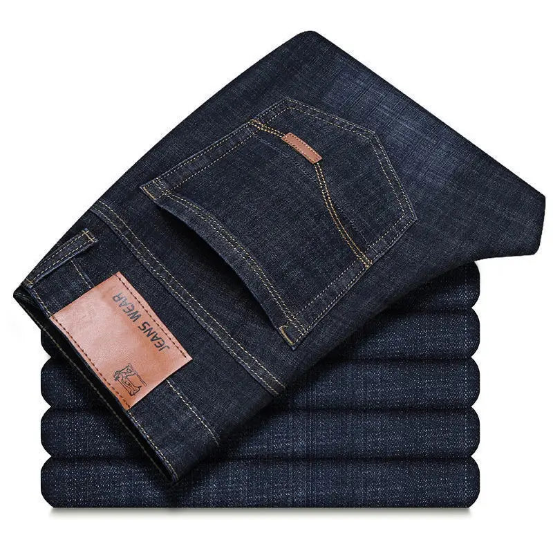 2025New hombres pantalones vaqueros elásticos hombre clásico elasticidad pantalones vaqueros de negocios hombres moda cómoda sólido delgado recto pantalones vaqueros largos