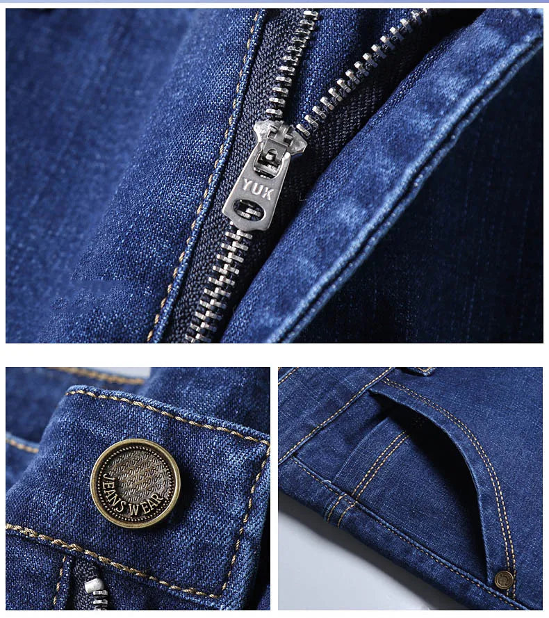 Nuevos pantalones ligeros de lujo elásticos ajustados para hombre, cómodos y suaves pantalones vaqueros informales rectos a la moda de negocios, ropa de marca masculina
