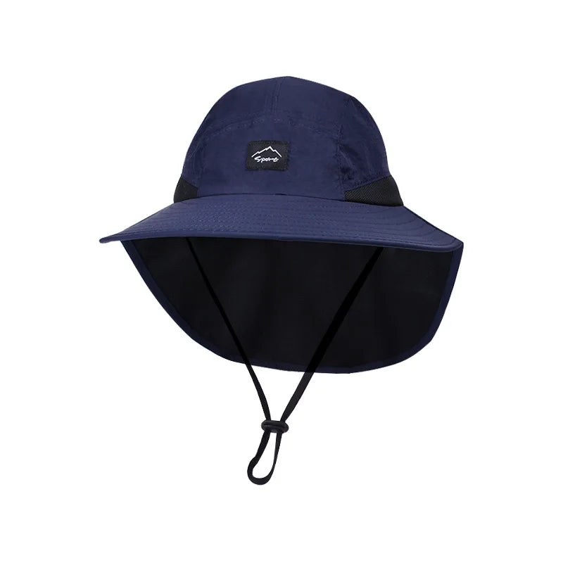 Sombreros de pescador resistentes al agua para hombre, sombrero de cubo de ala ancha transpirable con chal, protección solar UV, senderismo al aire libre, pesca, Verano