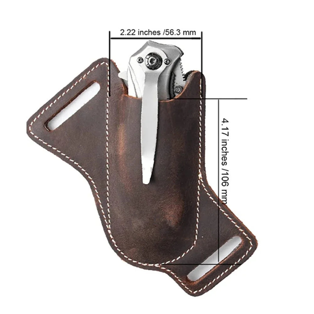 Funda de bolsillo para caza, funda de cuero con soporte para cinturón, funda para linterna, herramienta para cuchillo plegable, transporte para campamento al aire libre