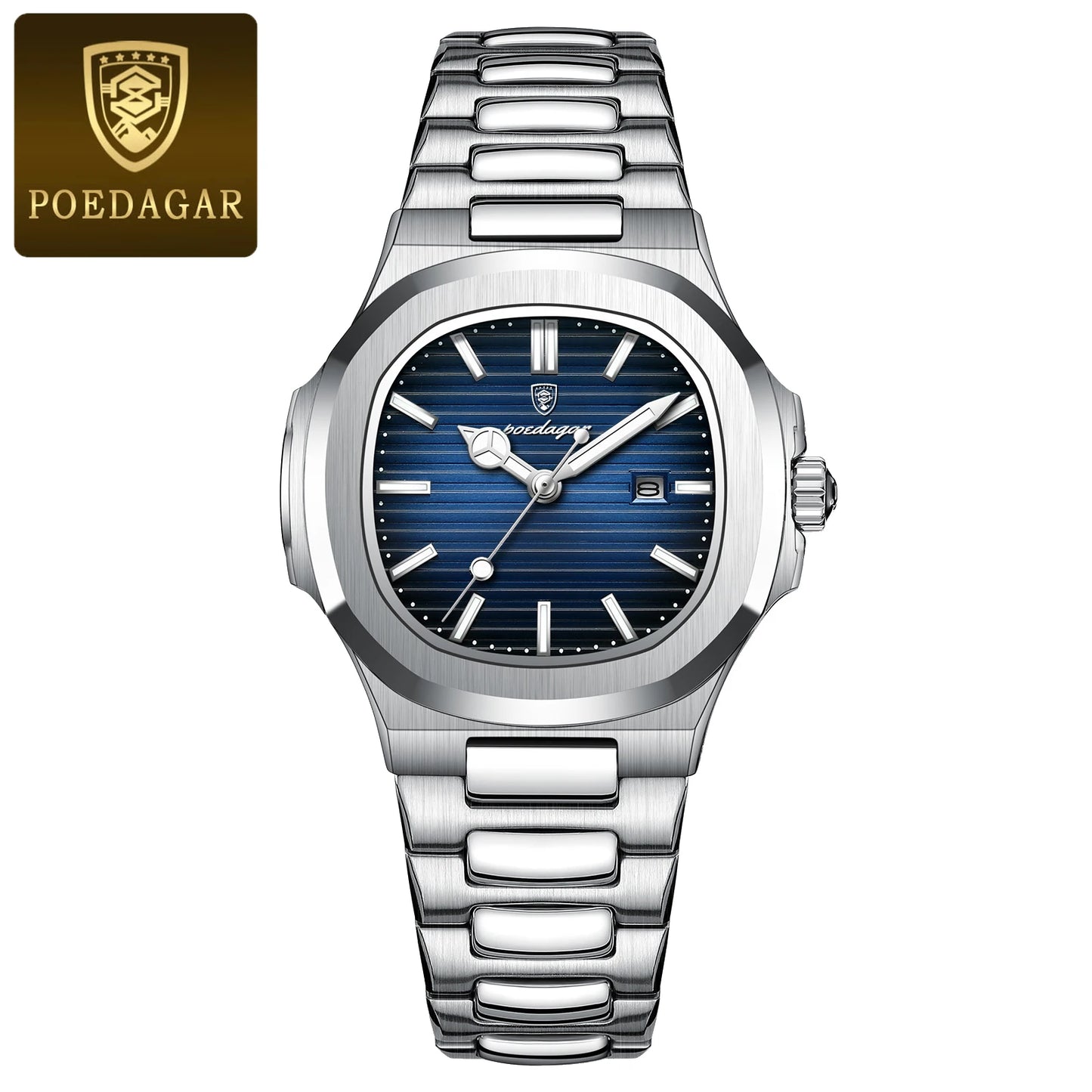 Reloj POEDAGAR cuadrado de lujo para mujer, reloj de pulsera resistente al agua con fecha luminosa para mujer, relojes de cuarzo de moda de acero inoxidable para mujer