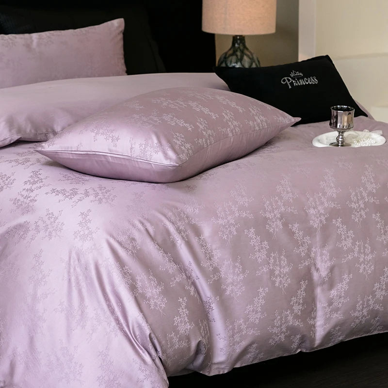 Nuevos juegos de cama de lujo 2025 100% algodón: fibra larga, alta densidad, jacquard satinado, cama de 1,5 m/1,8 m