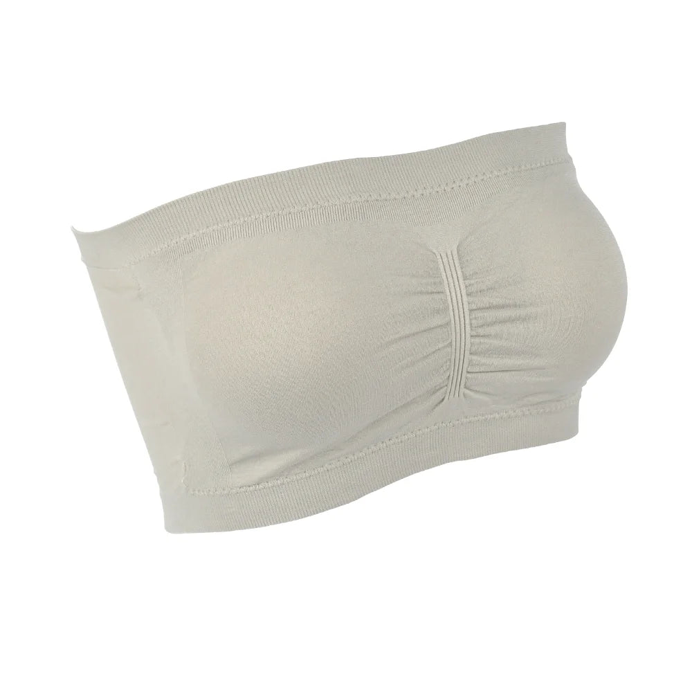 Nuevo sujetador sin tirantes para mujer con cojín para el pecho desmontable de talla grande Top elástico sin costuras para exteriores sin tirantes S-6XL