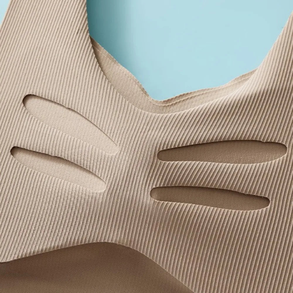 Sujetador inalámbrico de talla grande con escote en V profundo, ropa interior ajustada a prueba de golpes, lencería push-up, sujetador sin costuras antiflacidez para correr