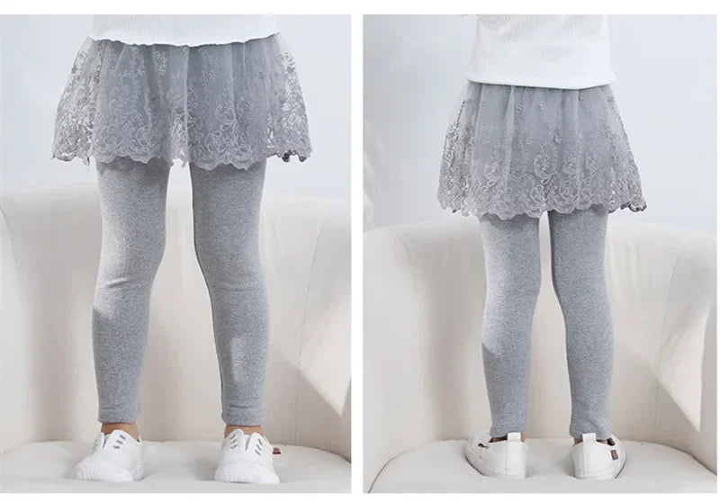 Nuevas mallas para niñas, falda de princesa de encaje, pantalones, falda ajustada para primavera y otoño, pantalones para niños de 2 a 7 años, ropa para niños