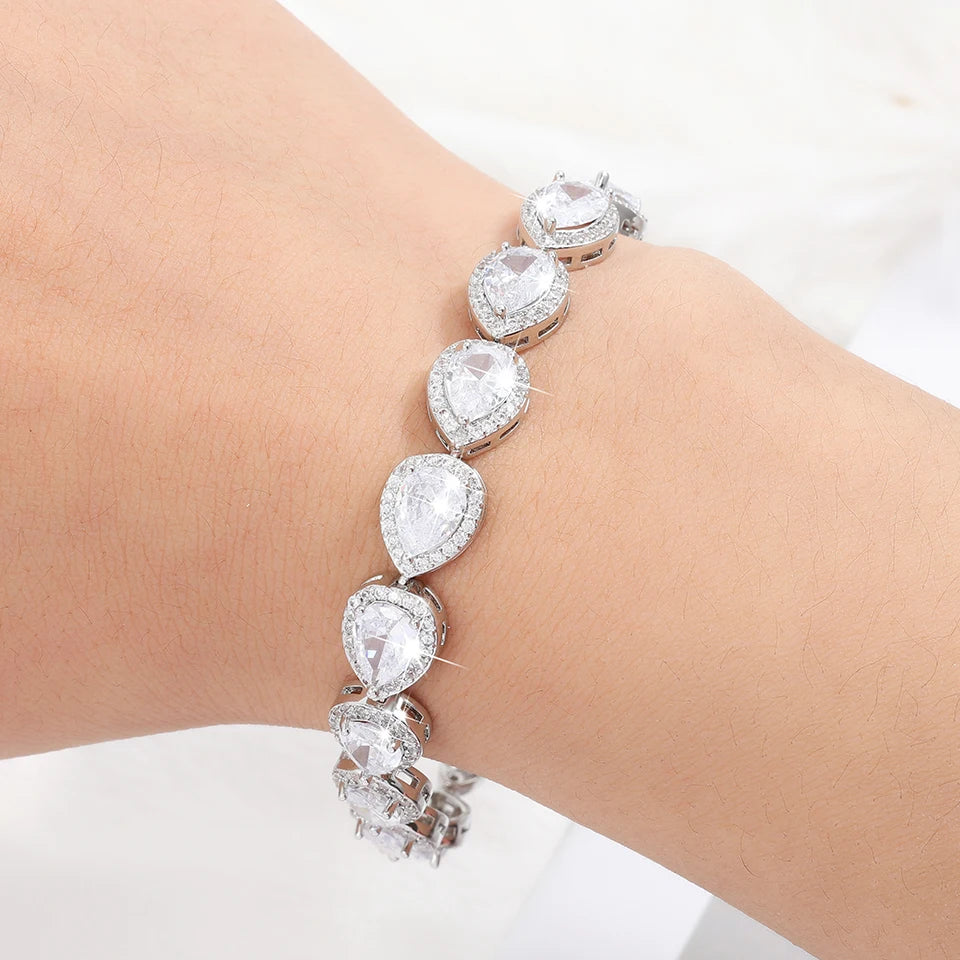 ZAKOL clásico geométrico gota de agua CZ pulsera para mujer nupcial hermosa Buling circón fiesta boda joyerÃa